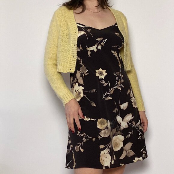 Vintage 1990s Butter Yellow Fuzzy MOHAIR Shrug, Cropped Cardigan Small to Medium - Picture 5 of 10